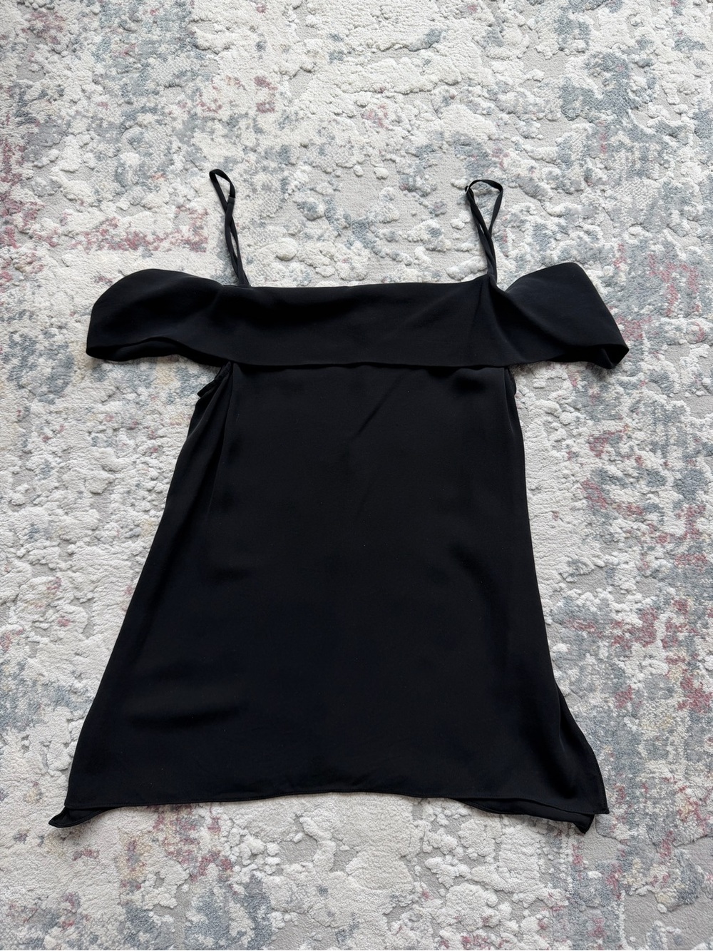 Theory Black Off-the-Shoulder Slip Dress Top